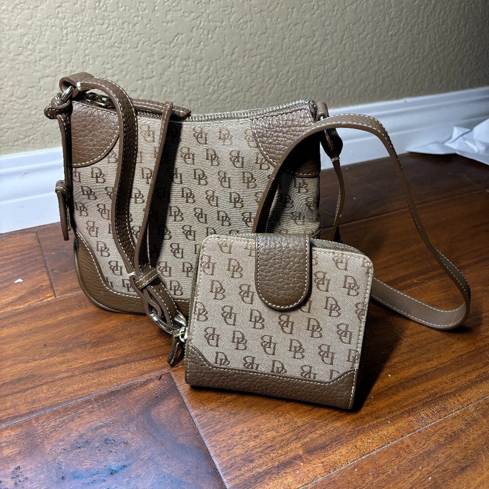 Vintage Jacquard Dooney & Bourke Bag + Wallet Set